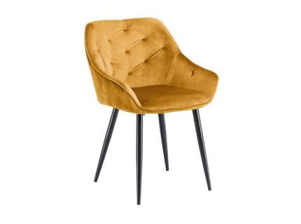 Scaun tapitat K487 catifea curry 65x56xH81cm, picioare negre