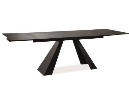 Masa extensibila SALVADORE din sticla securizata termorezistenta neagra, metal negru 160-240x90xH76cm